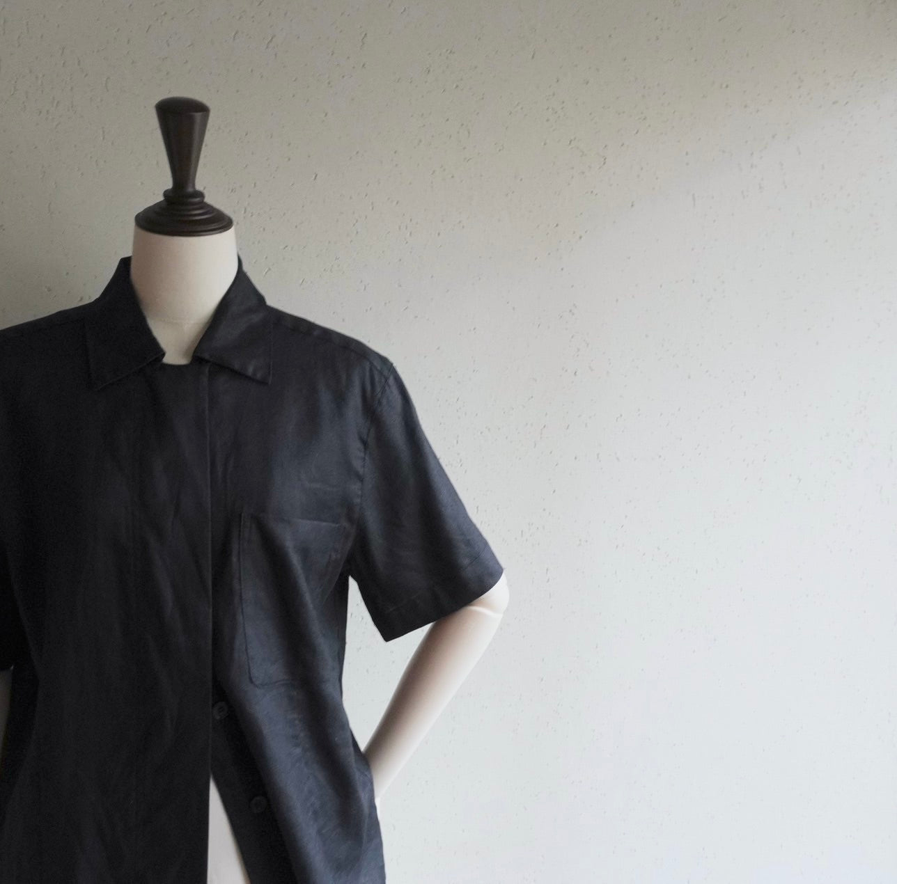 90s Black Linen Shirt