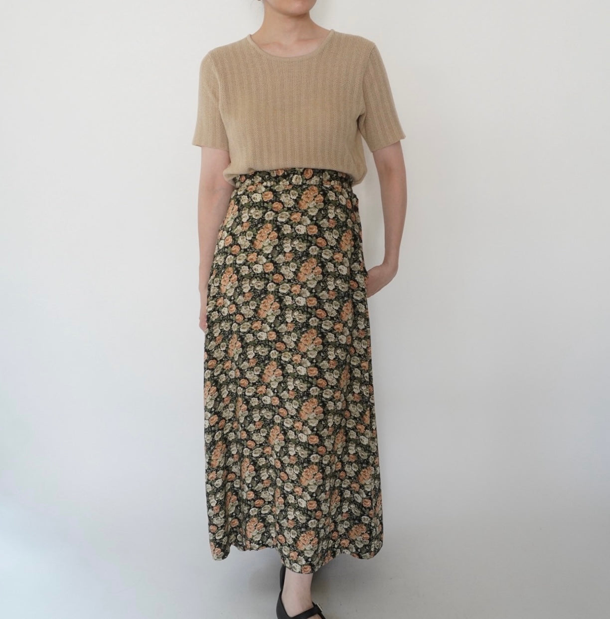 80s Floral Print Skirt Made in USA