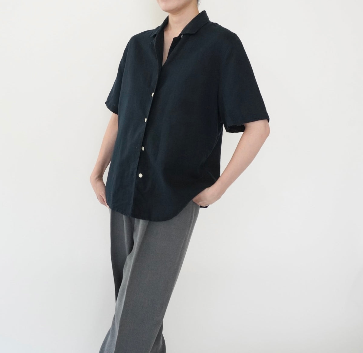 90s Navy Linen Shirt