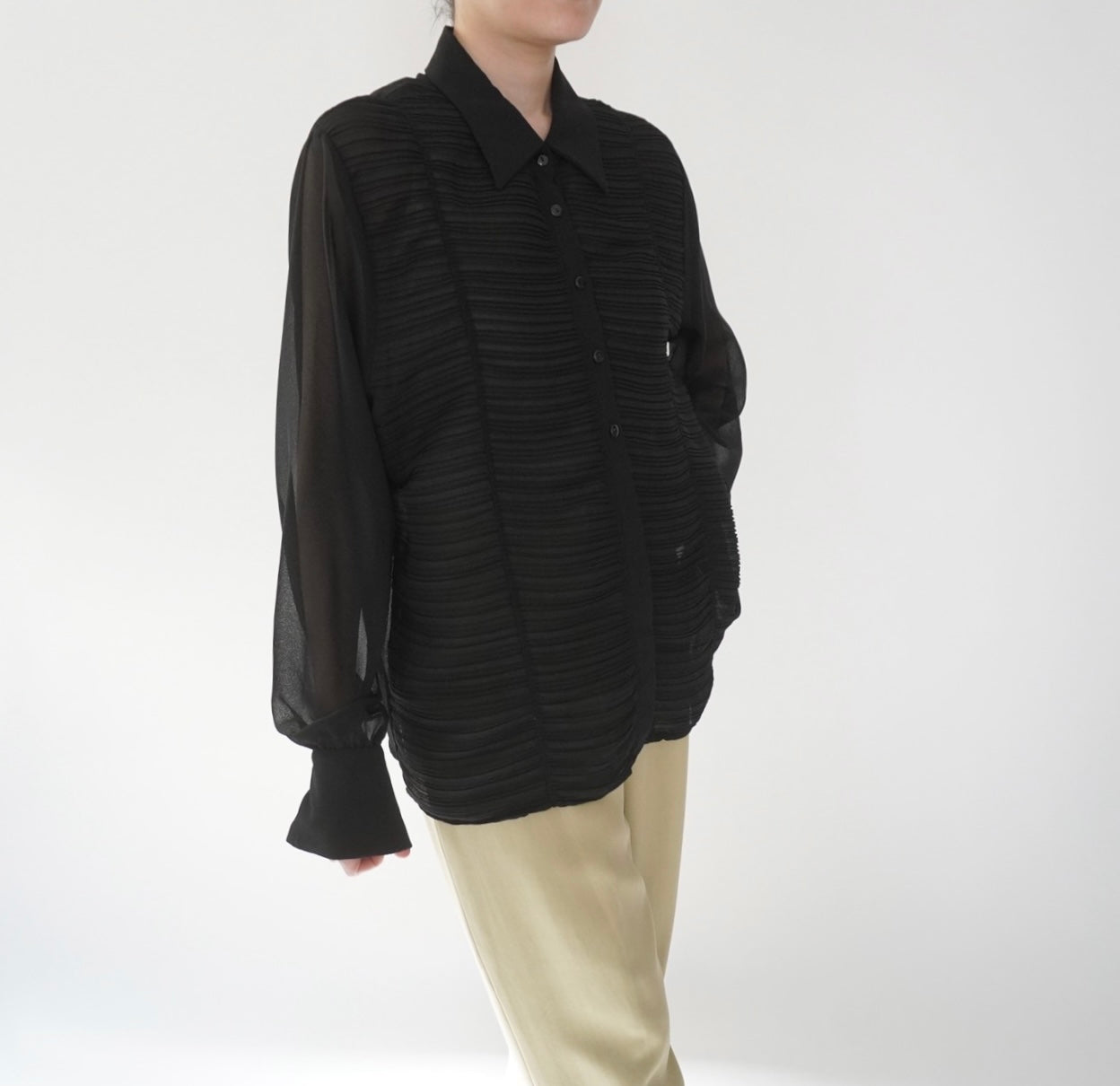 90s Sheer Pleats  Shirt