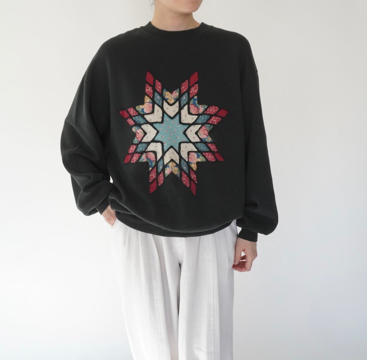 90s Patchwork Design Sweater Made in USA