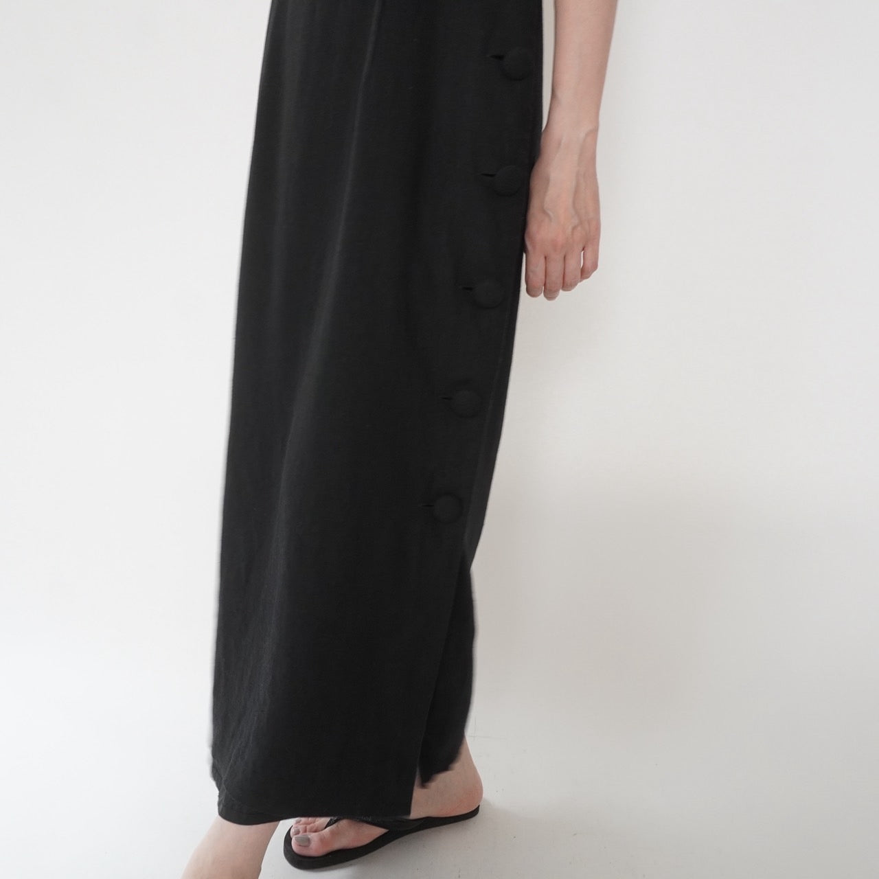 90s Black Linen Dress