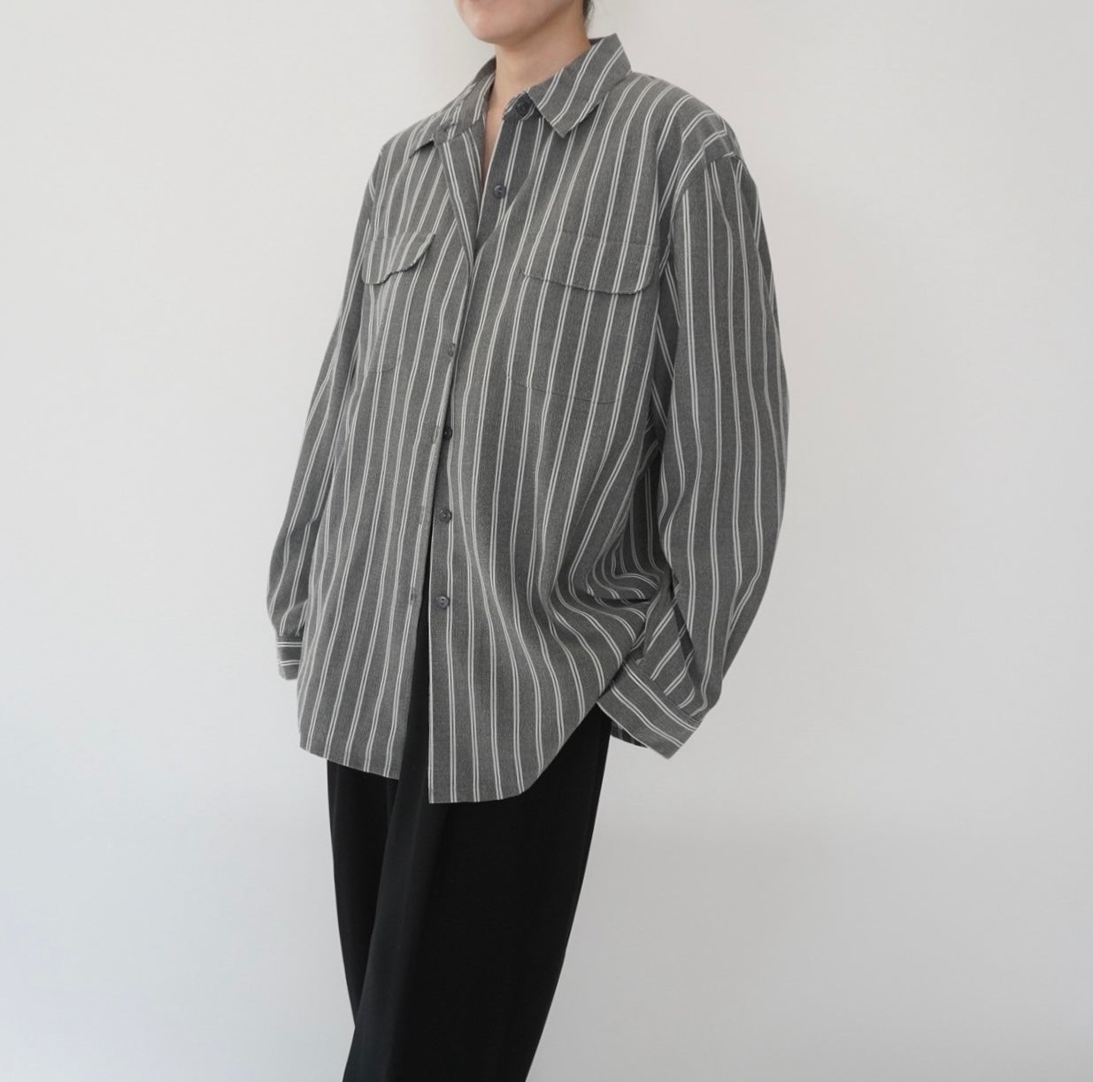 90s Gray Striped Shirt