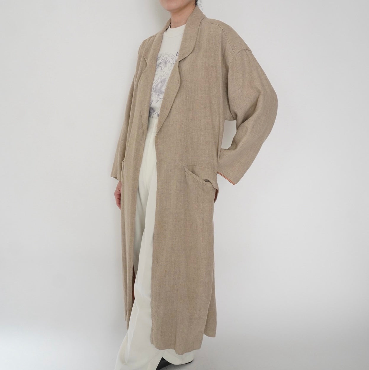80s Linen Design Coat Made in USA