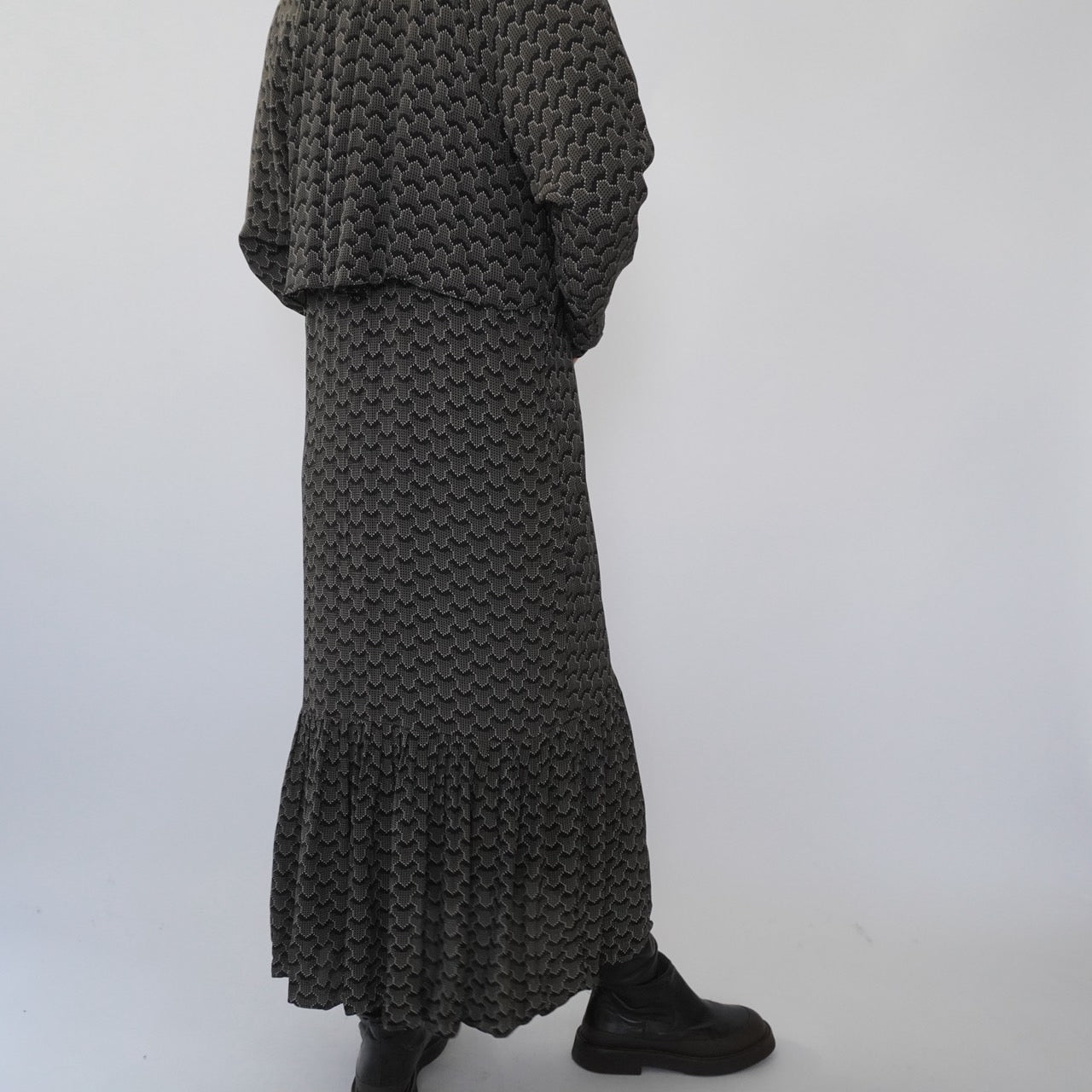80s Design Rayon Pattern Dress Made in USA