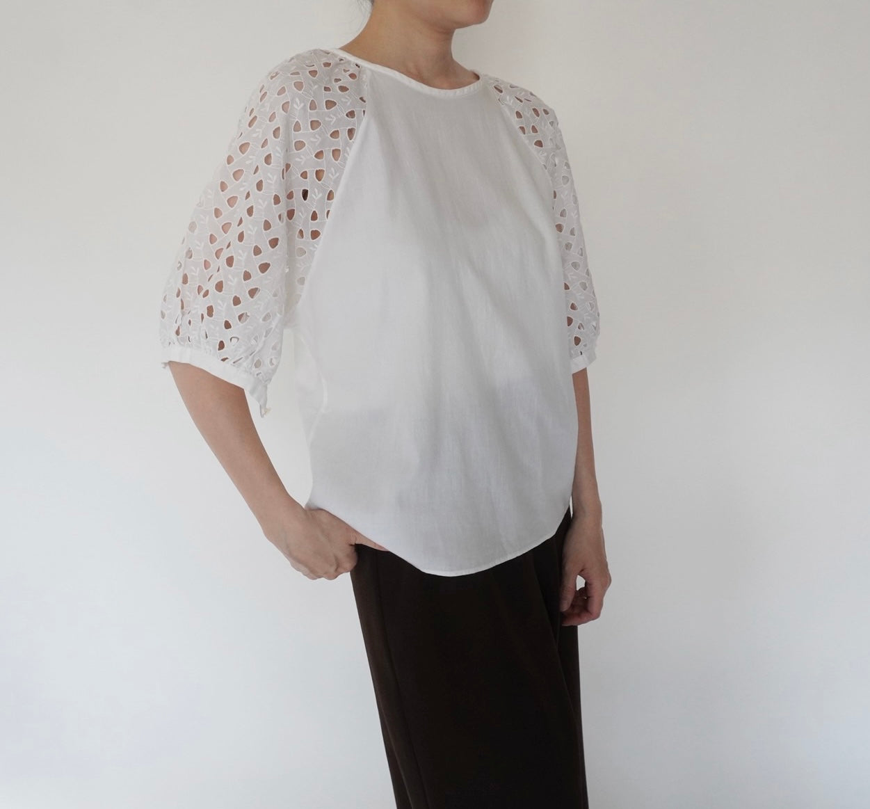 80s Cut Lace Design Blouse