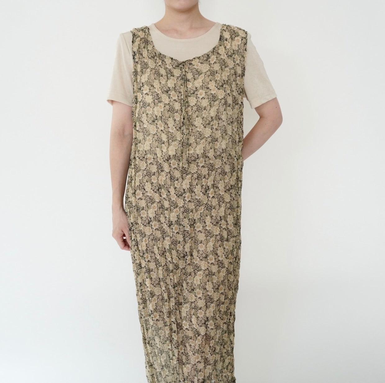 90s Floral Print Sheer Dress