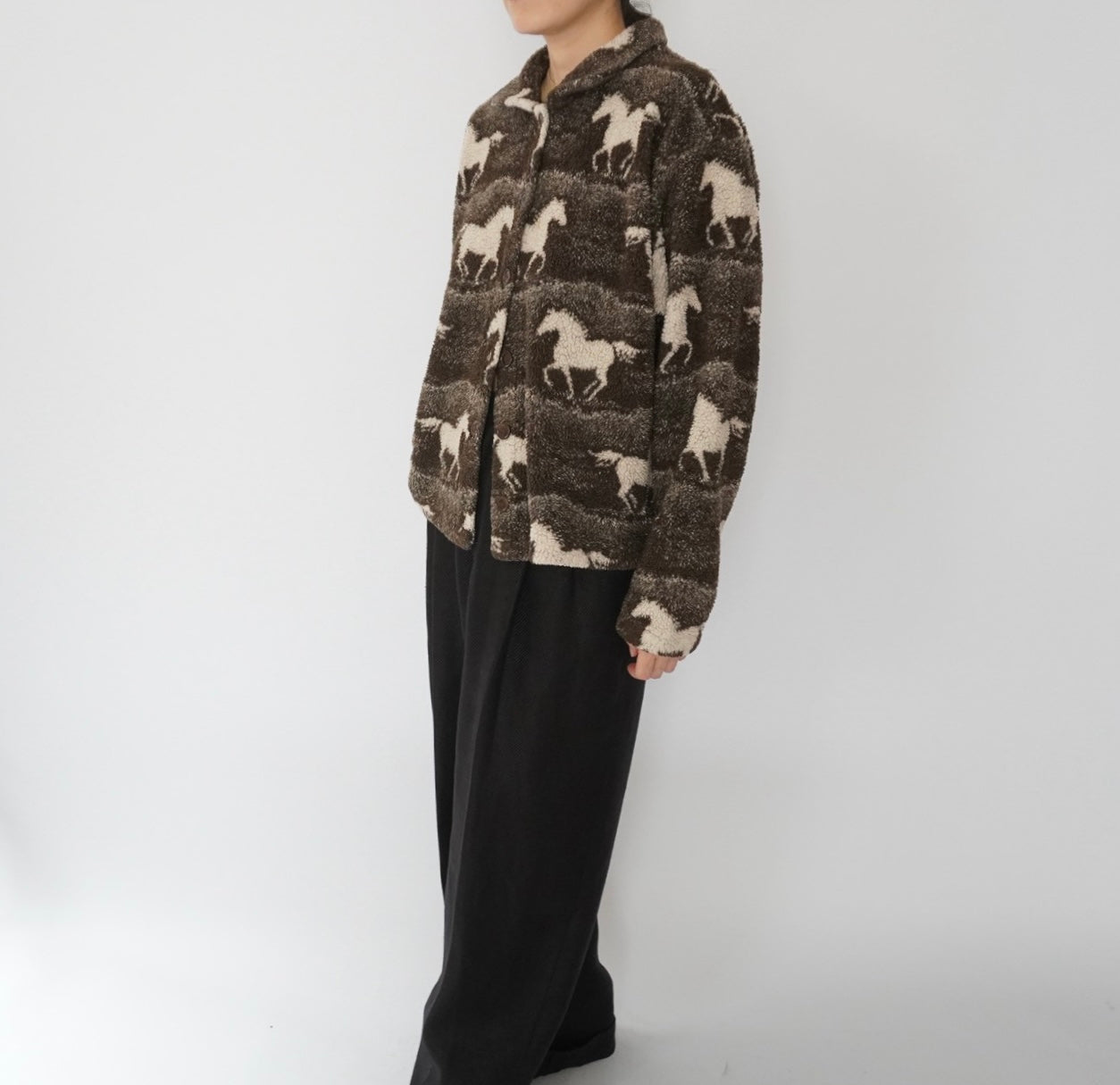 90s Horse Pattern Fleece Jacket