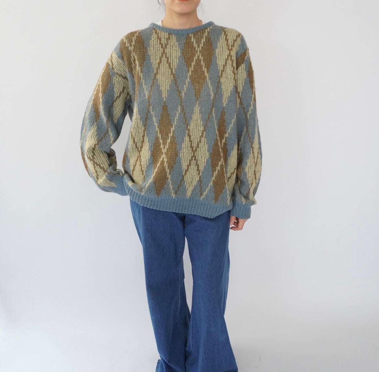80s Argyle Mohair Knit Made in Italy