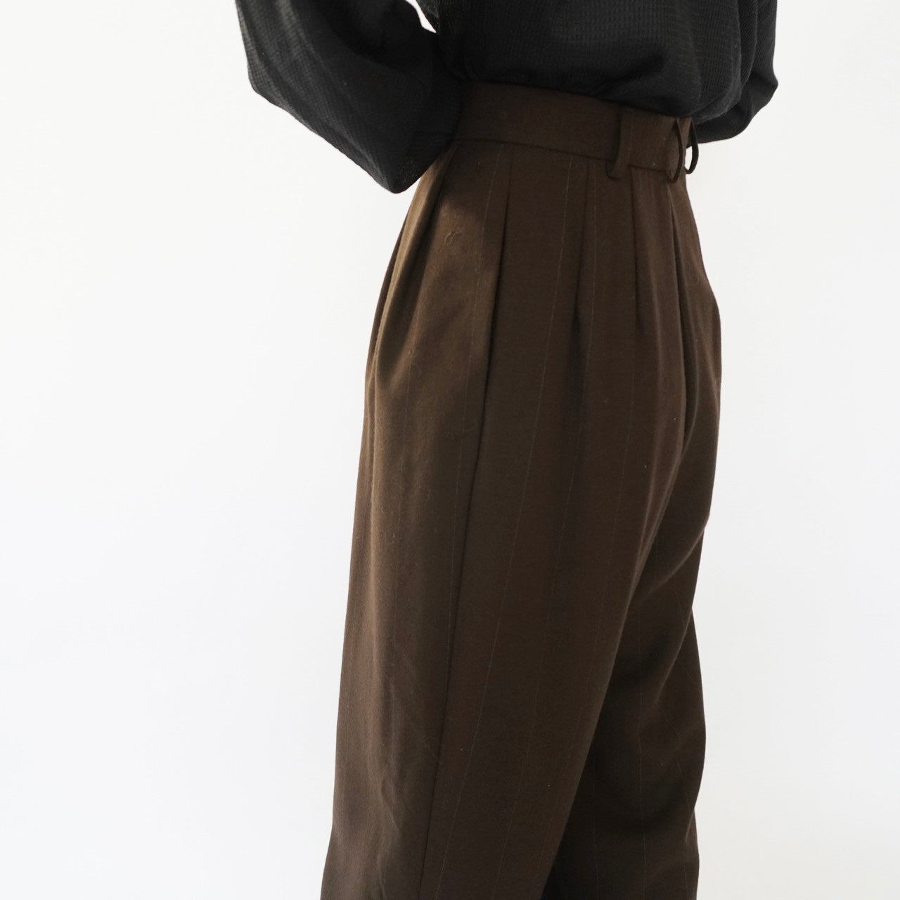 90s Wool Striped Wide Pants Made in USA Dead Stock