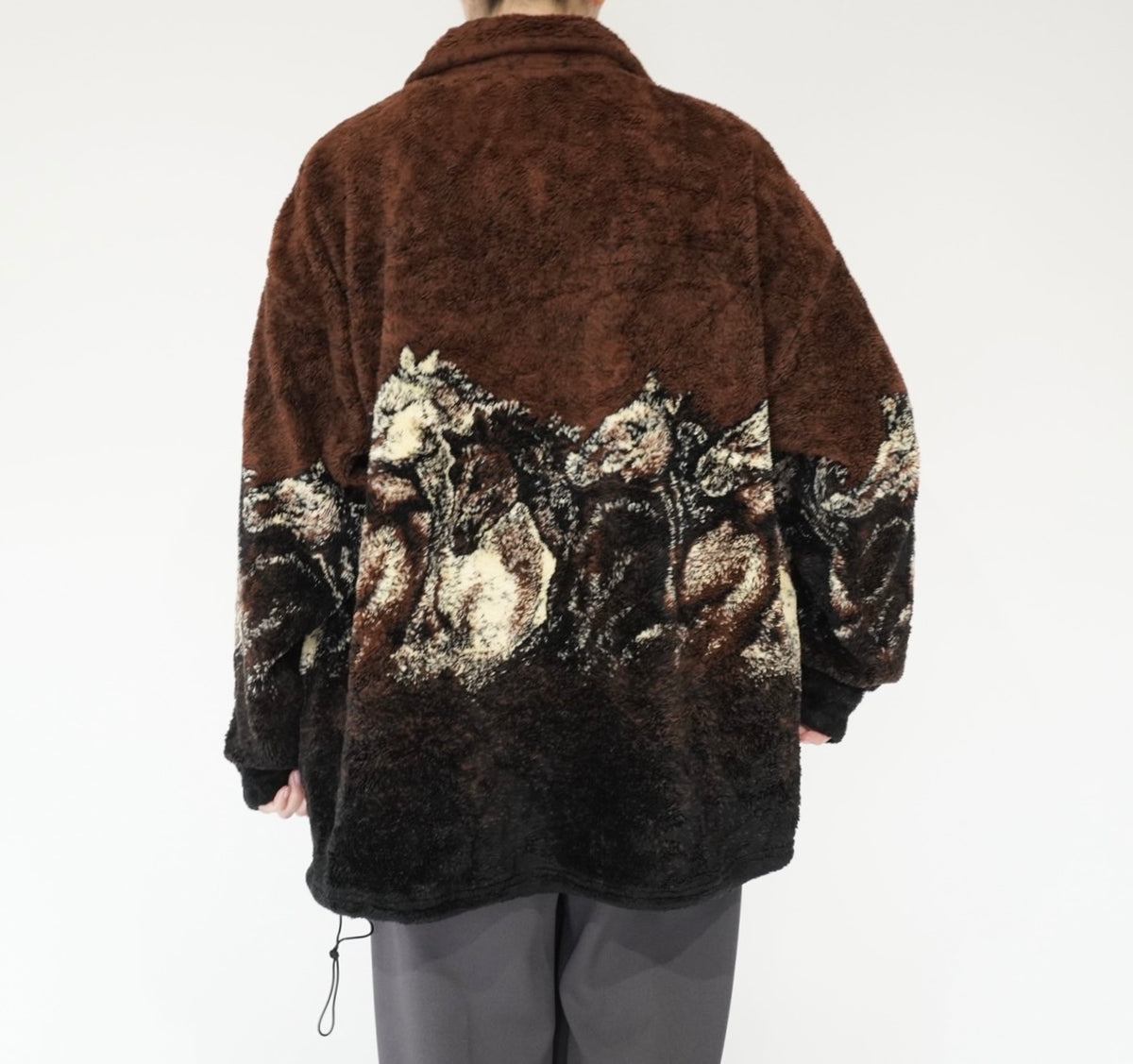 90s Horse Design Fleece Zip Top Made in USA