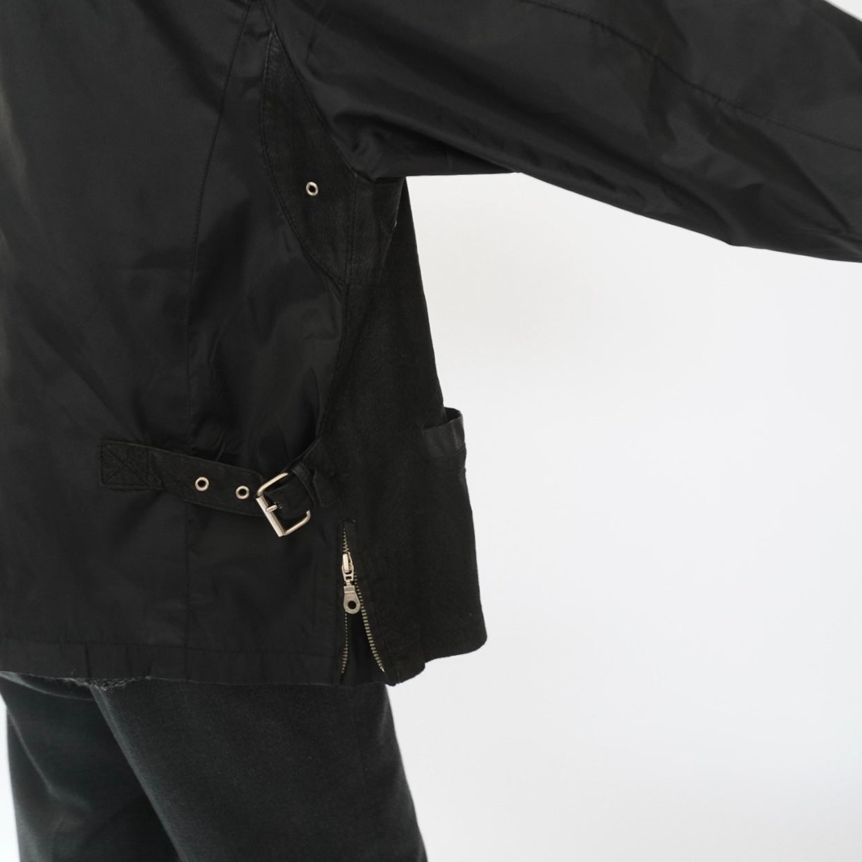 90s Leather × Nylon Jacket