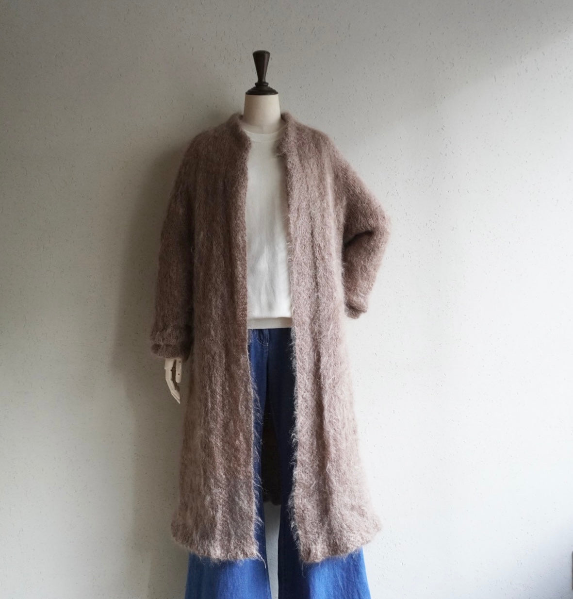 80s Mohair Long Cardigan,Light Coat