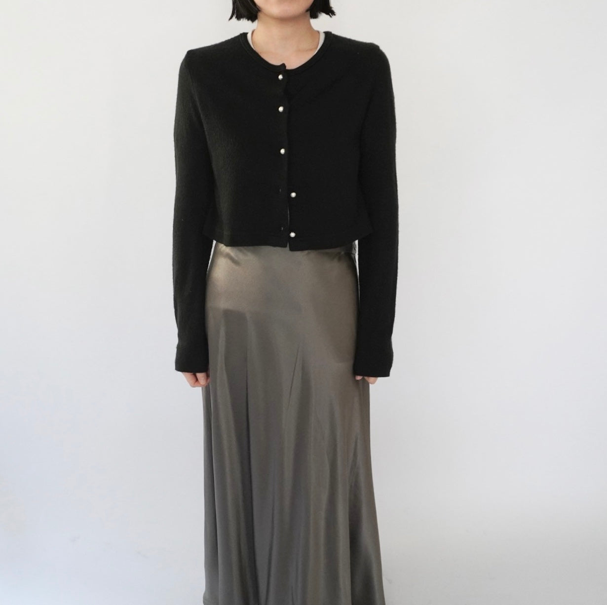 90s Black Cropped Cardigan