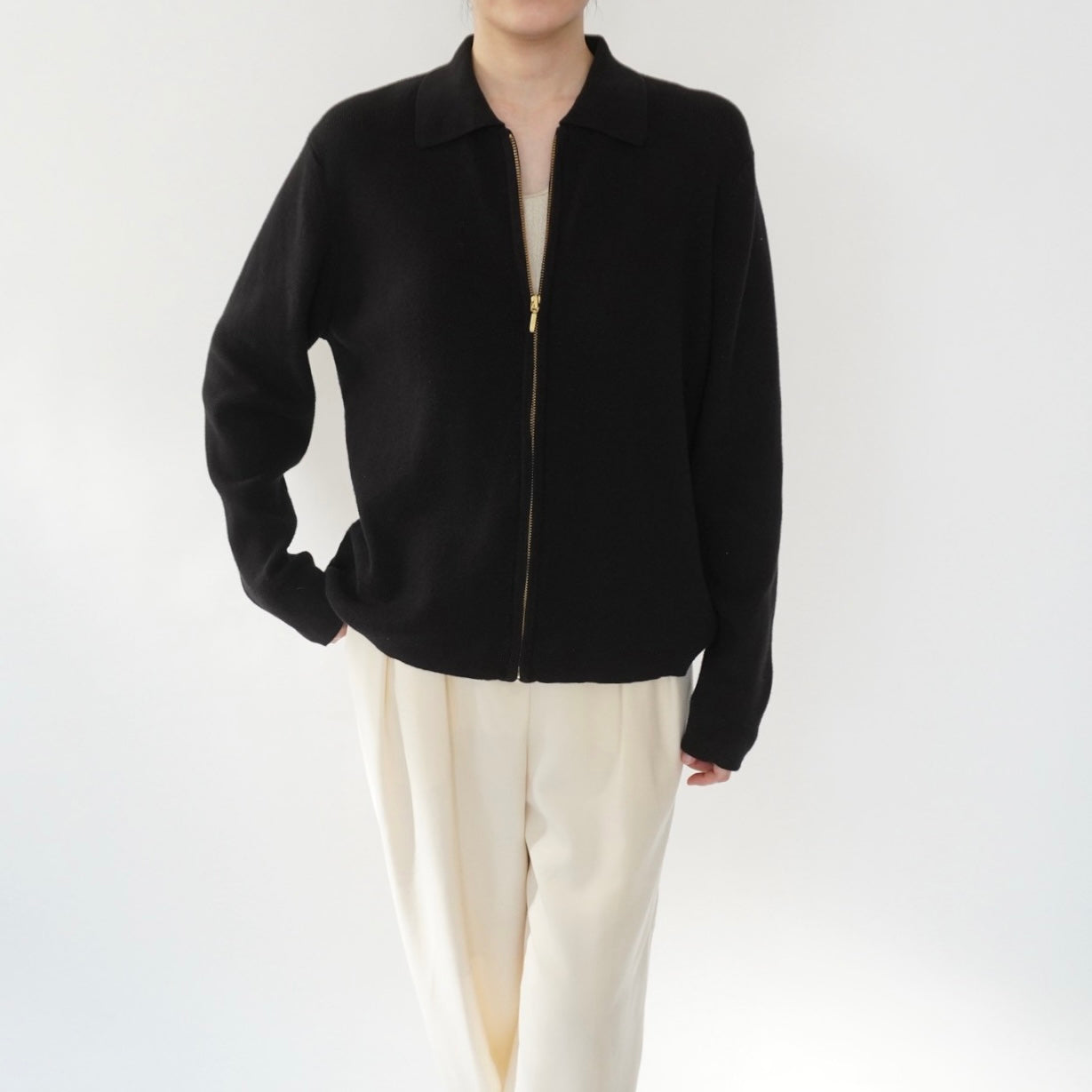 90s Cotton Knit Zip Top