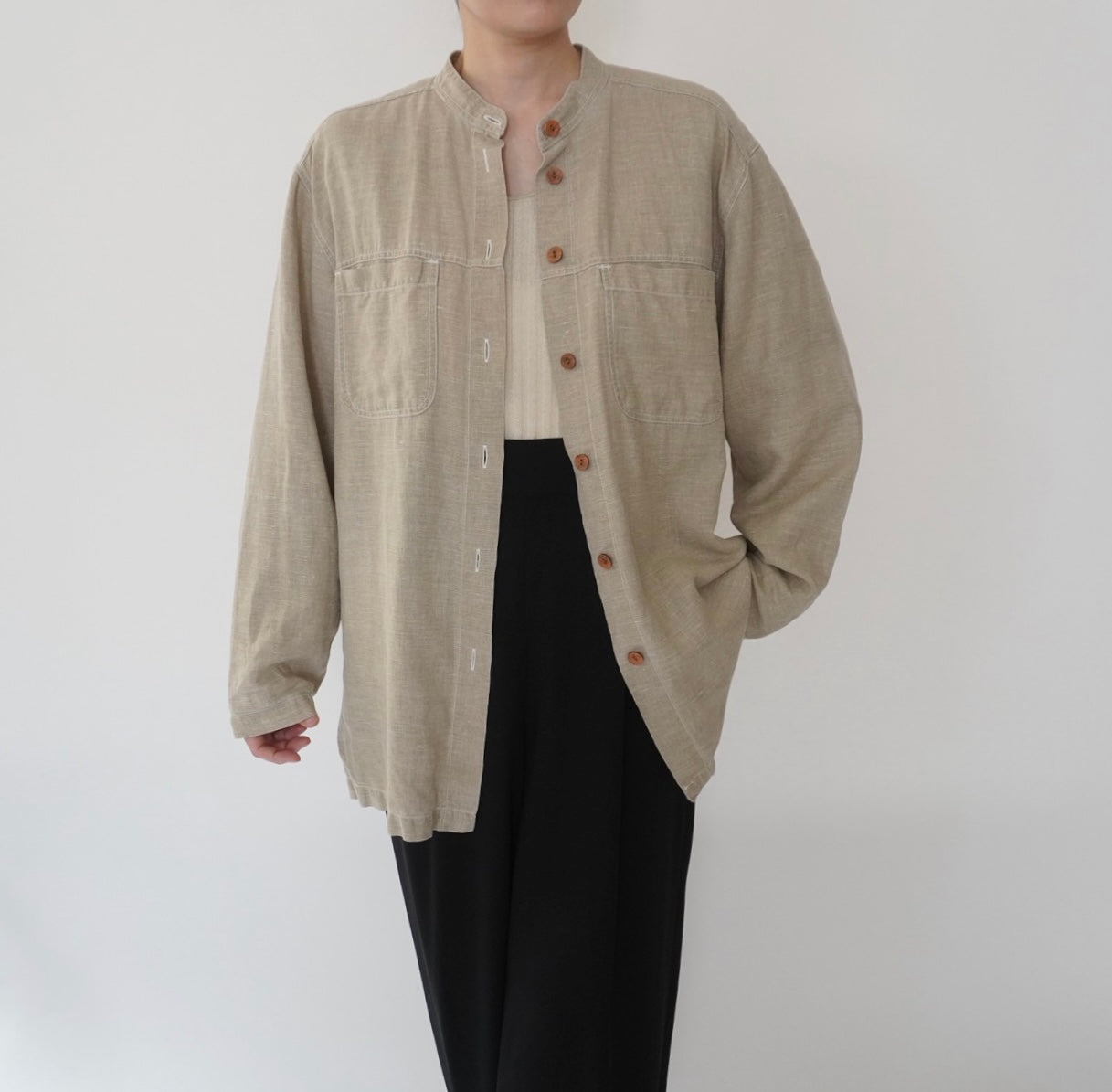 90s Linen x Cotton Design Shirt