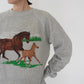 80s Horse Printed Sweater Made in USA