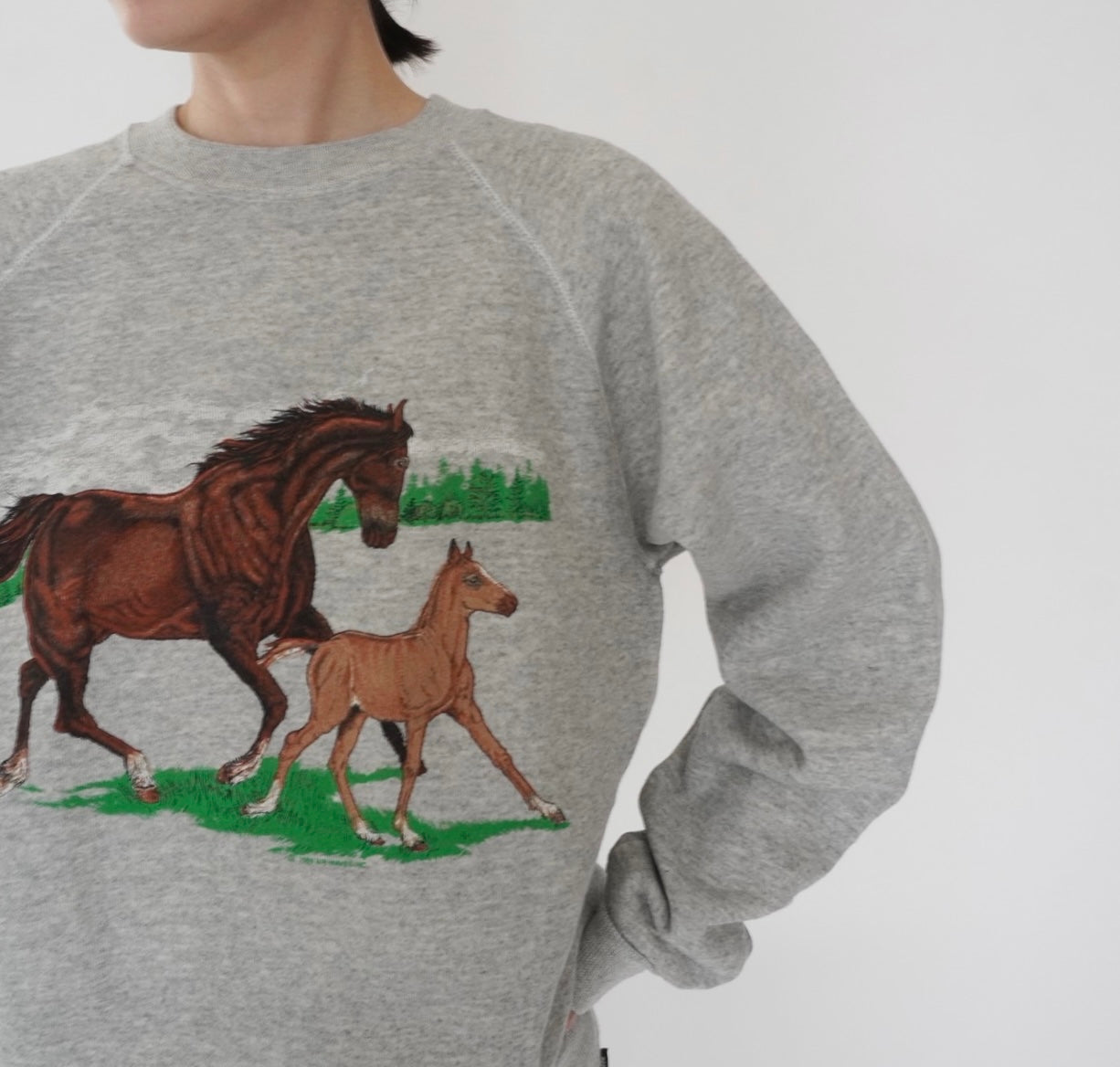 80s Horse Printed Sweater Made in USA