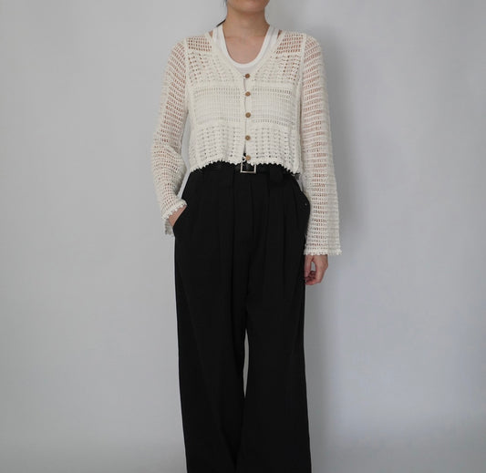 90s White Crochet Cardigan