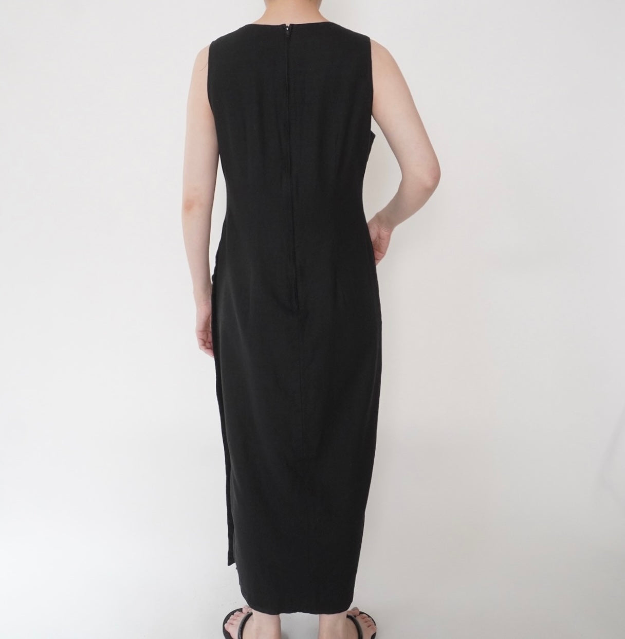90s Black Linen Dress
