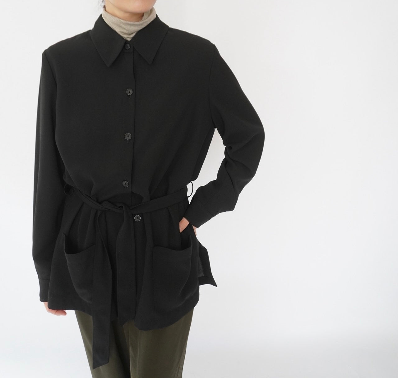 90s Belted Shirt Jacket