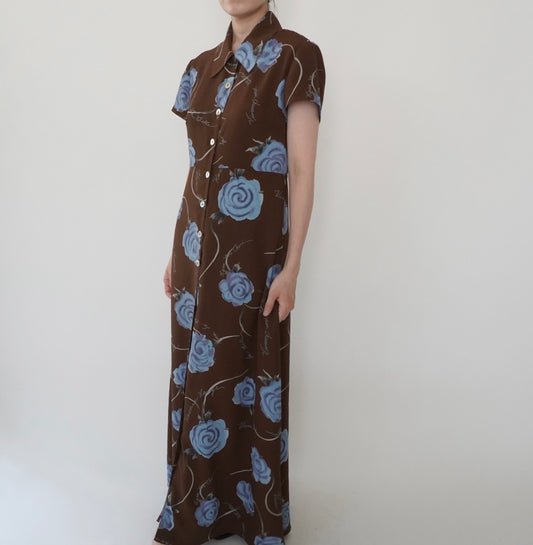 90s Printed Maxi Dress Made in USA