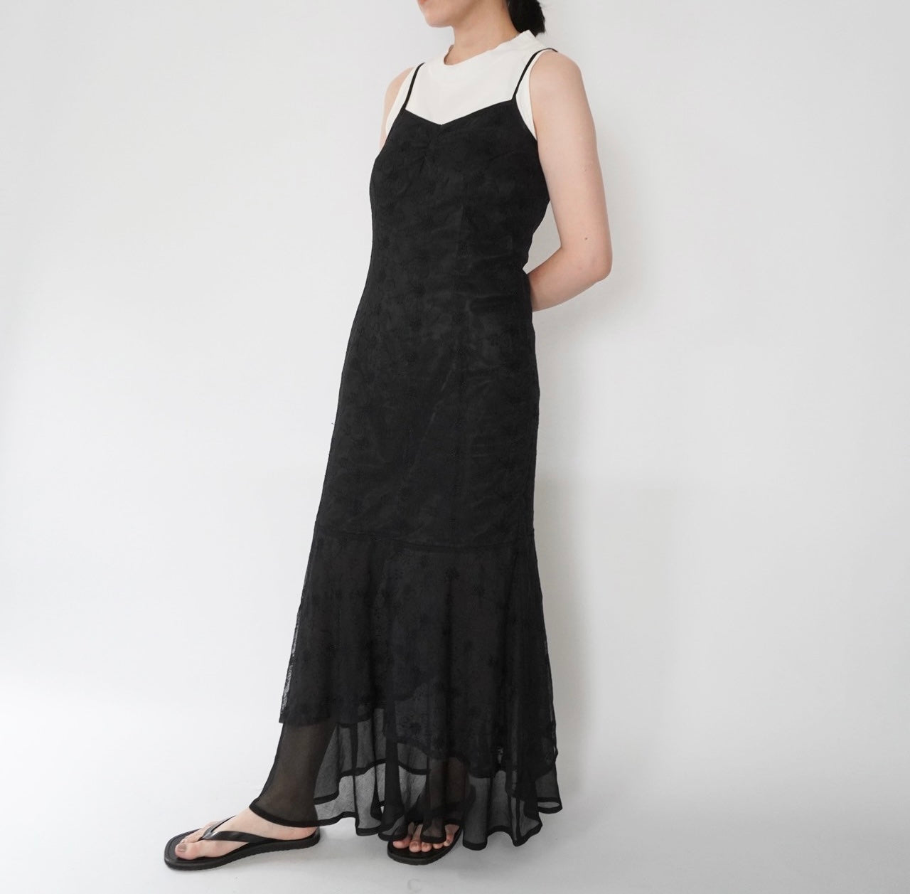 90s EURO Lace Design  Maxi Dress
