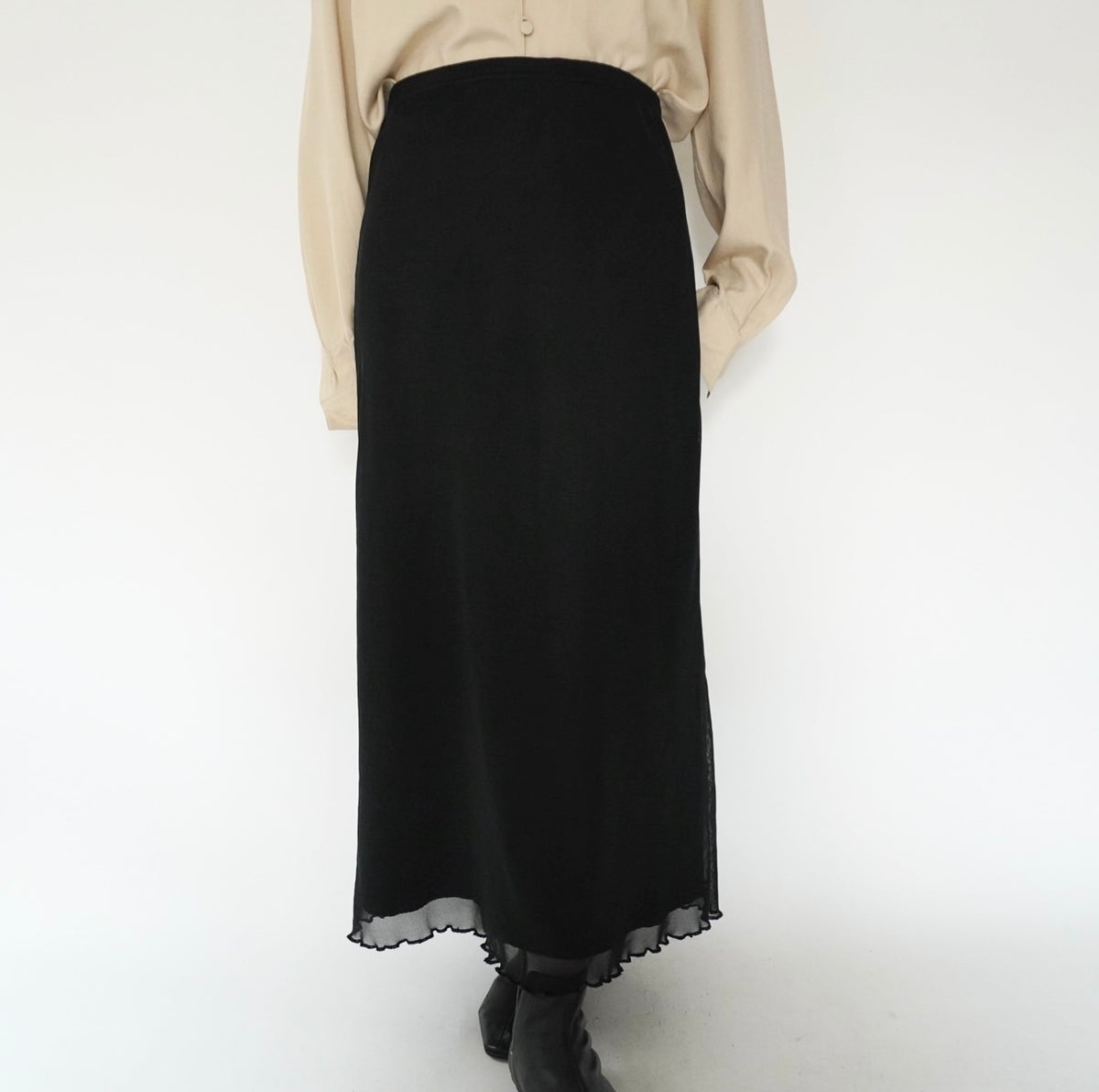 90s Black Sheer Skirt