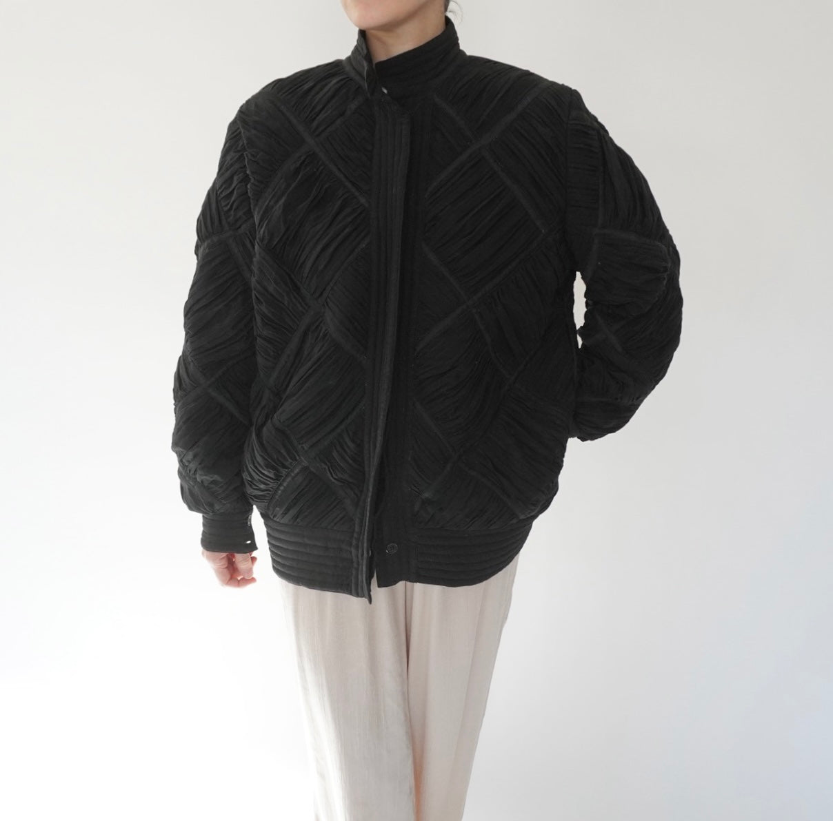 80s Silk Pleat Design Jacket