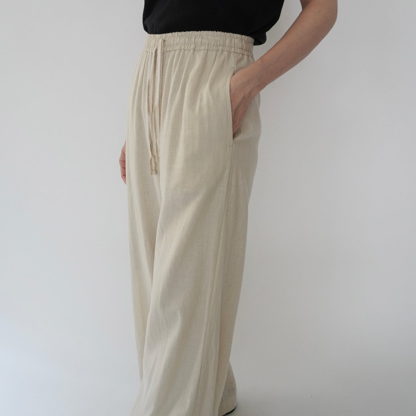 Ivory Linen Wide Pants