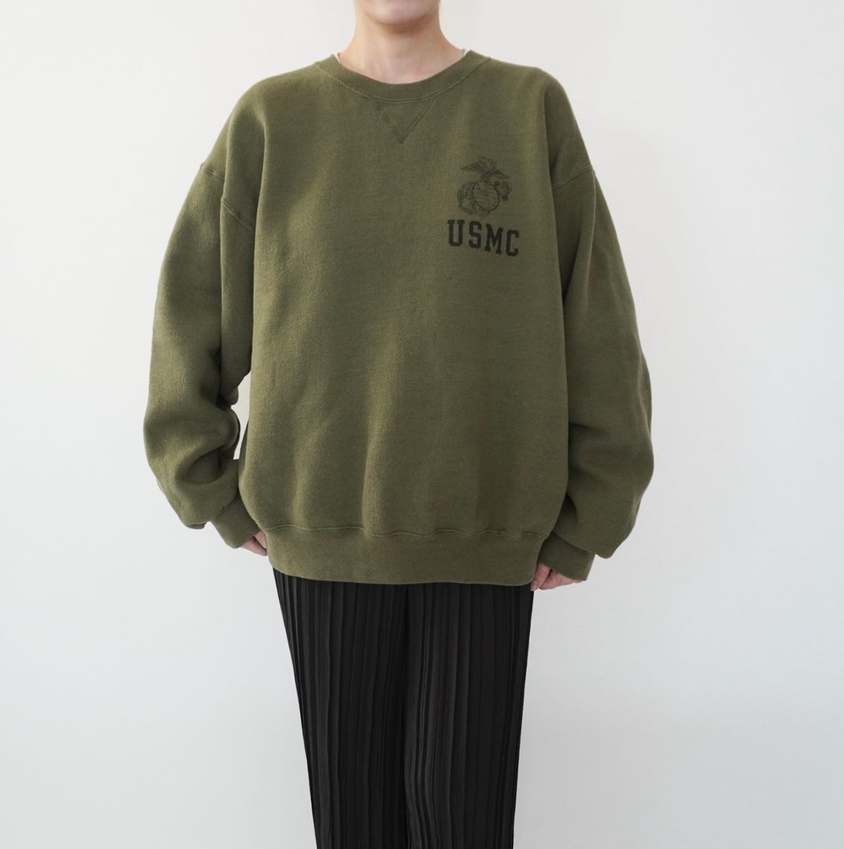 90s"USMC" Printed Sweater Made in USA