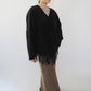 80s Black Fringe Top