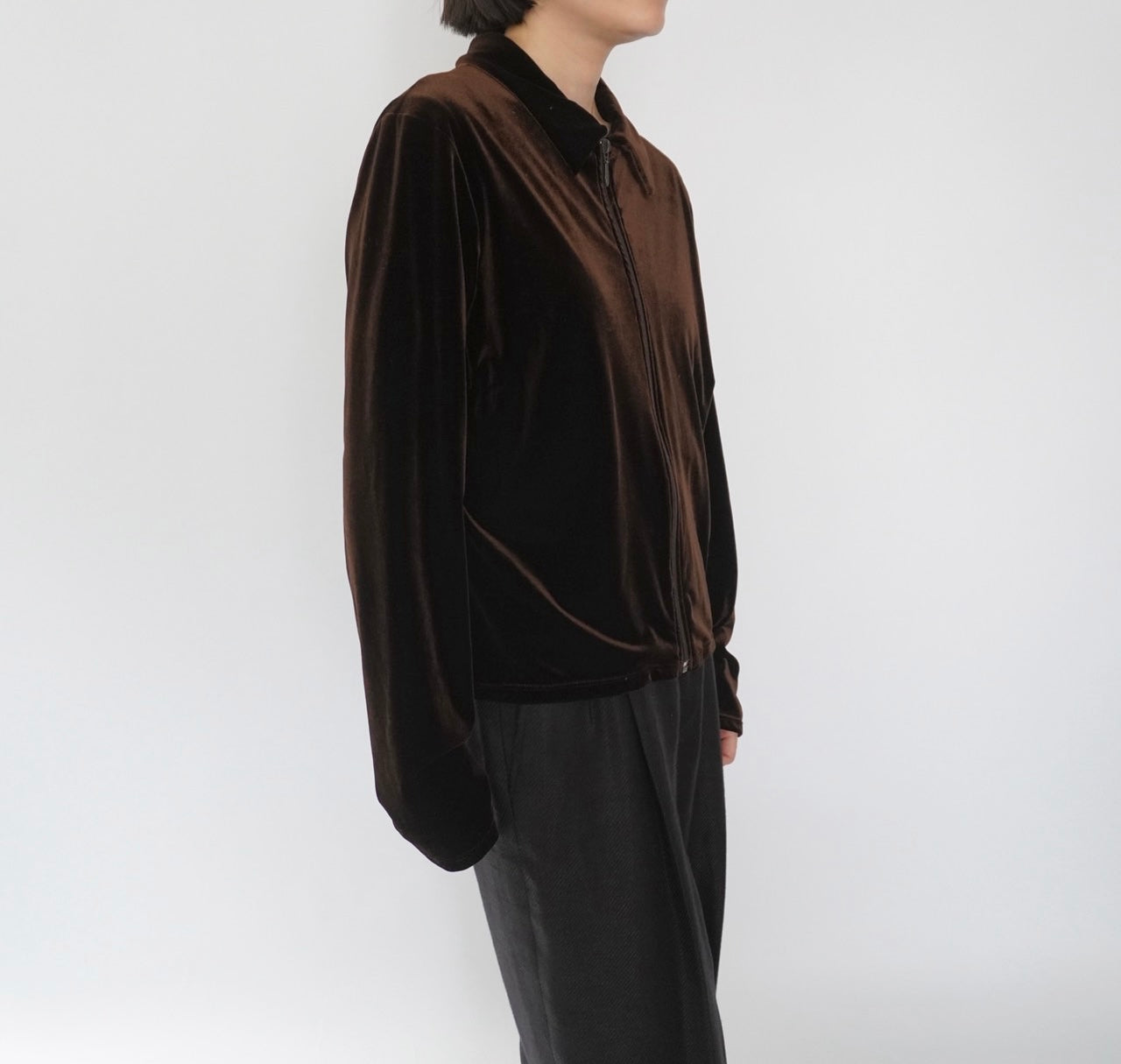 90s "J.CREW" Velour Zip Shirt