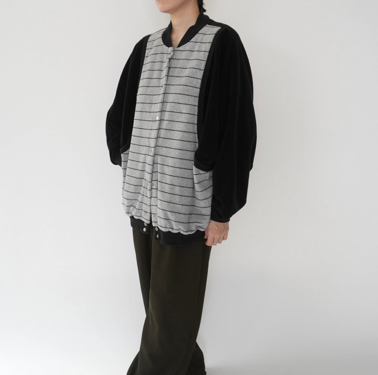 90s Striped Velour Top Made in USA