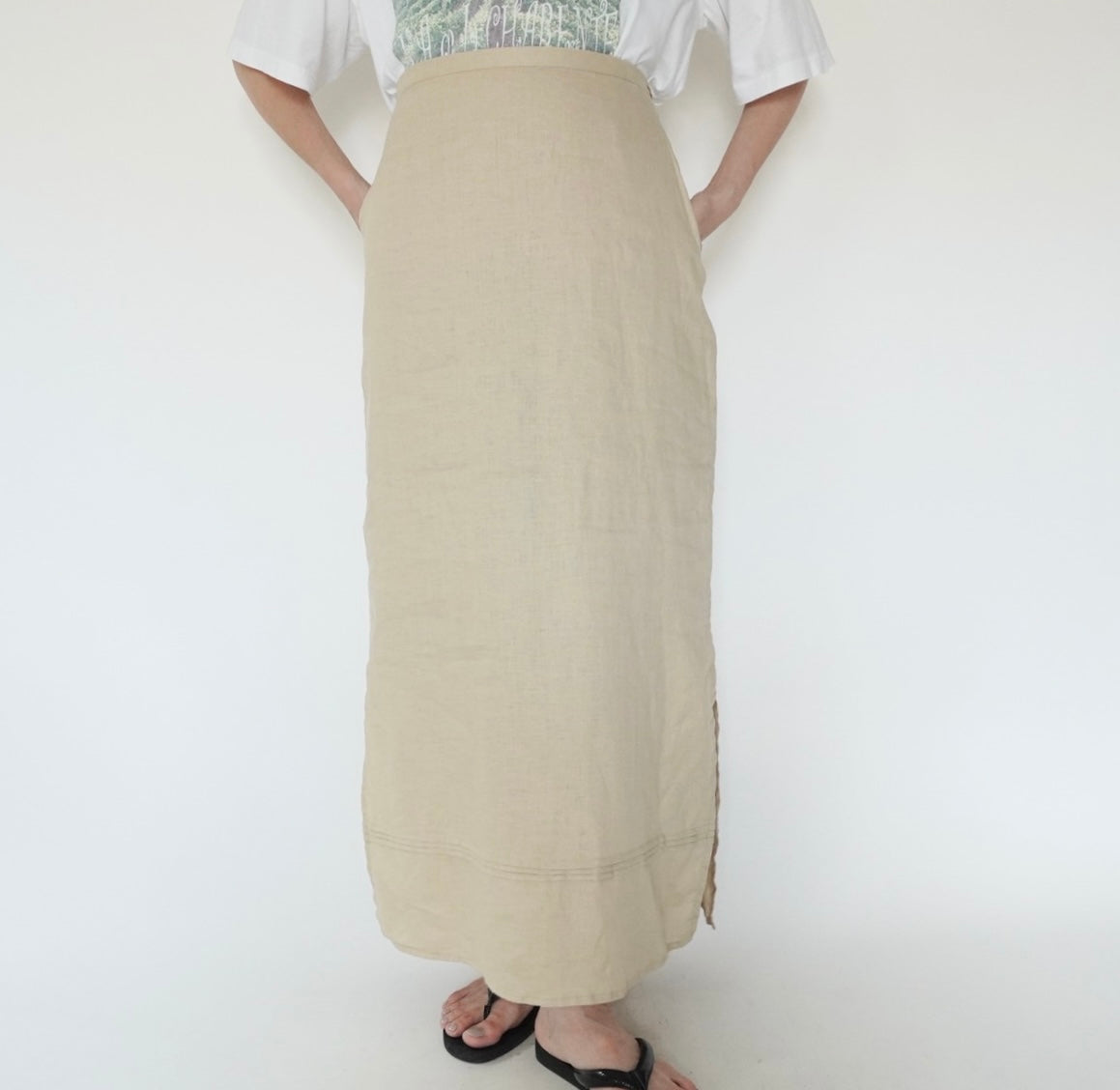 90s EURO Linen Maxi Skirt
