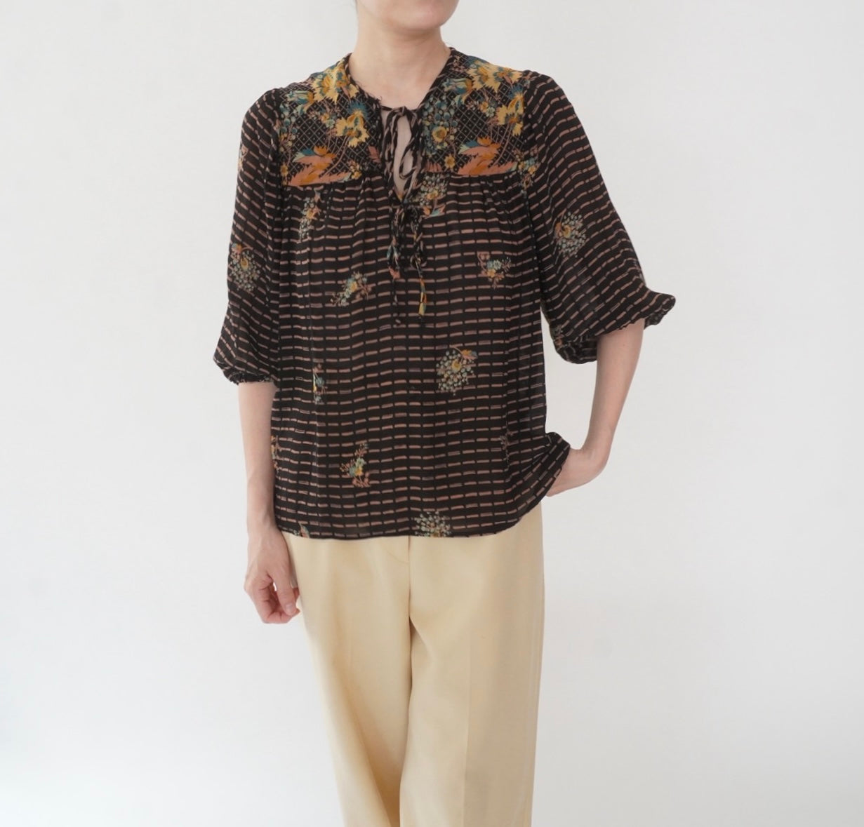 70s Printed Blouse
