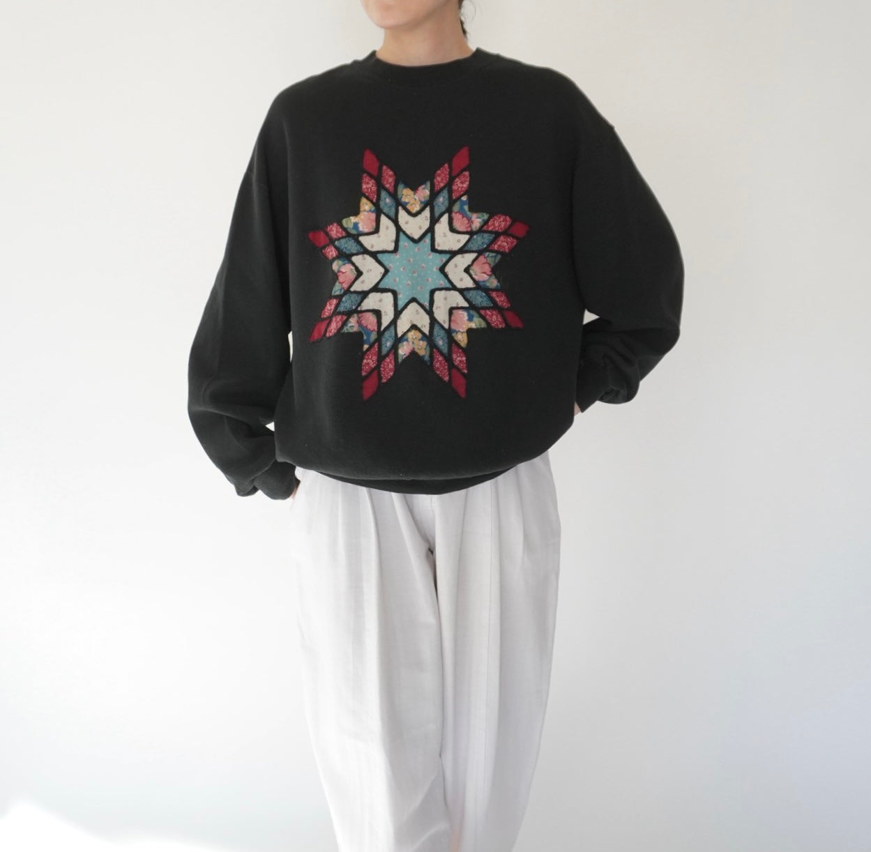 90s Patchwork Design Sweater Made in USA
