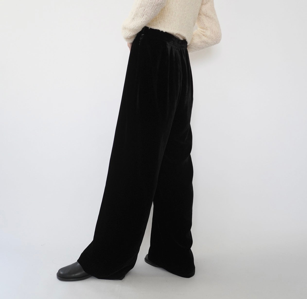 90s Velour High Waist Wide Pants