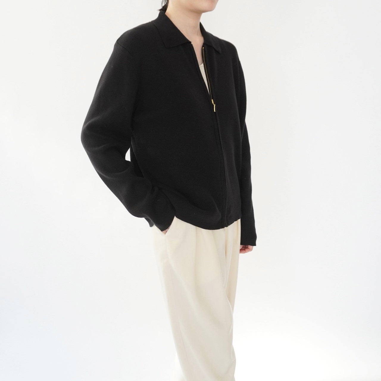 90s Cotton Knit Zip Top