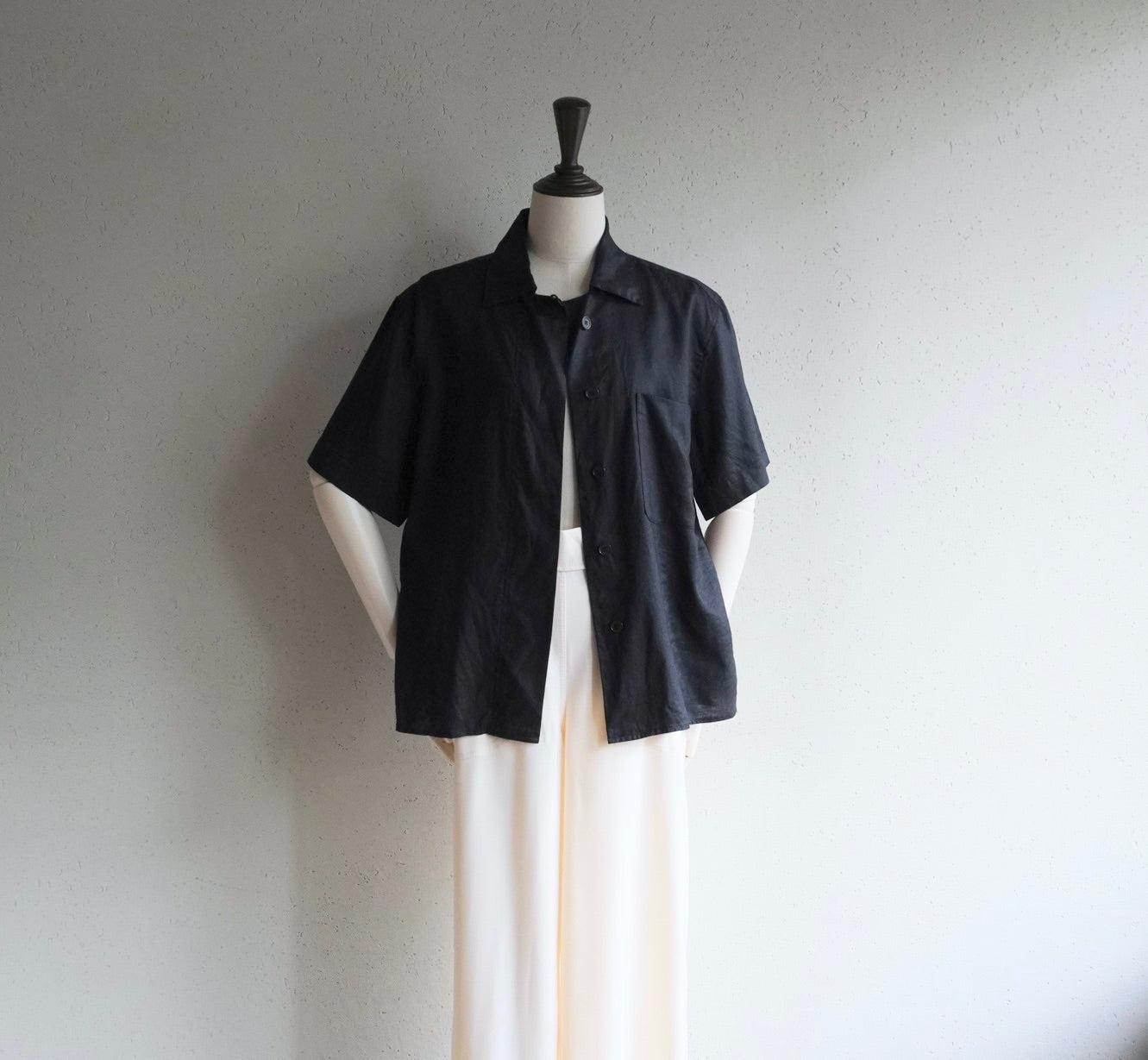 90s Black Linen Shirt