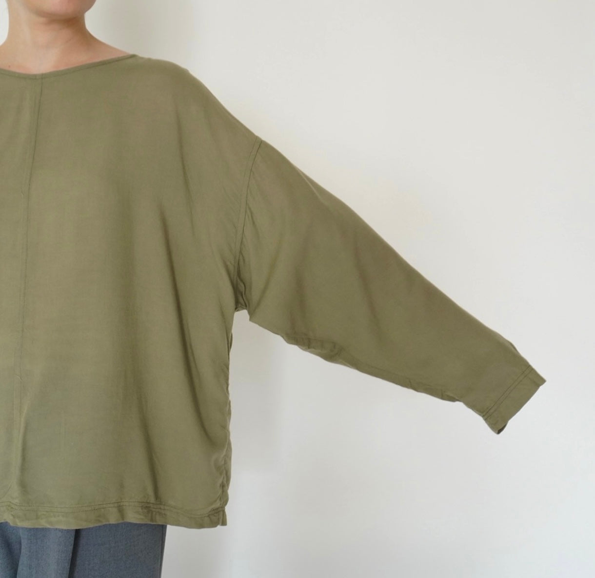 90s Khaki Rayon Blouse