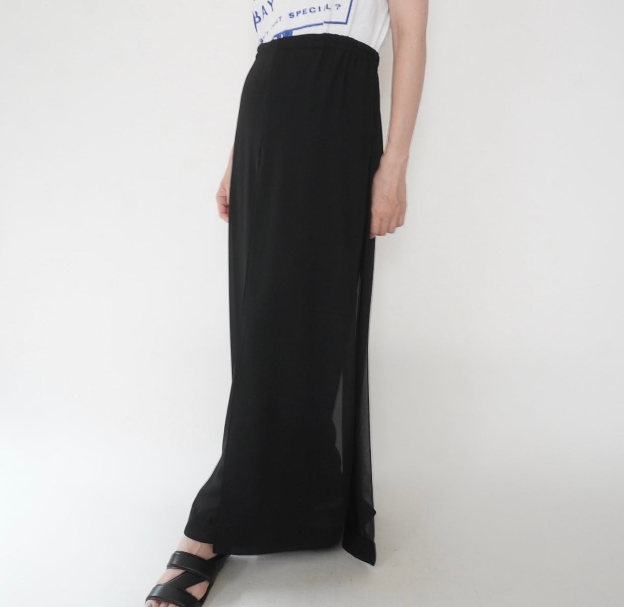 90s Slit Design Wide Pants