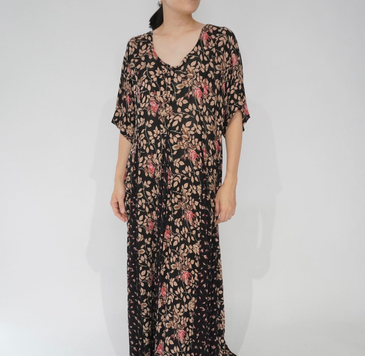 80s Floral Printed Rayon Dress