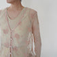 80s Embroidery Sheer Blouse Made in USA