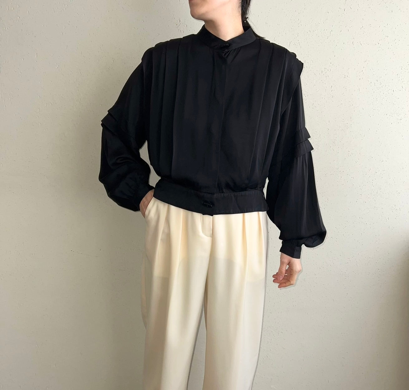 80s EURO Pleated Jacket Blouse