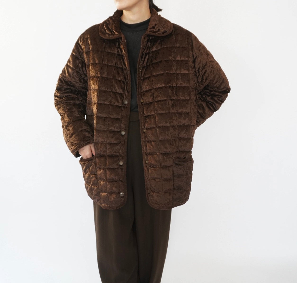 90s Velour Quilted Jacket Made in Italy