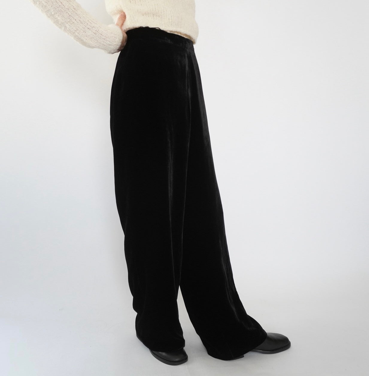 90s Velour High Waist Wide Pants