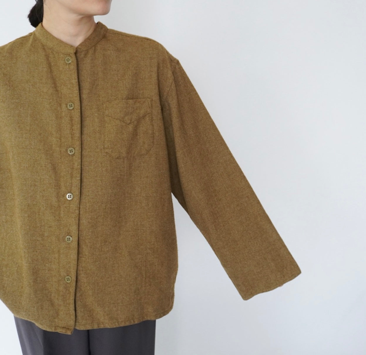 70s Wool×Cotton Design Shirt