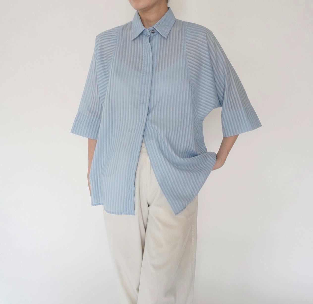 90s Striped Blue Shirt