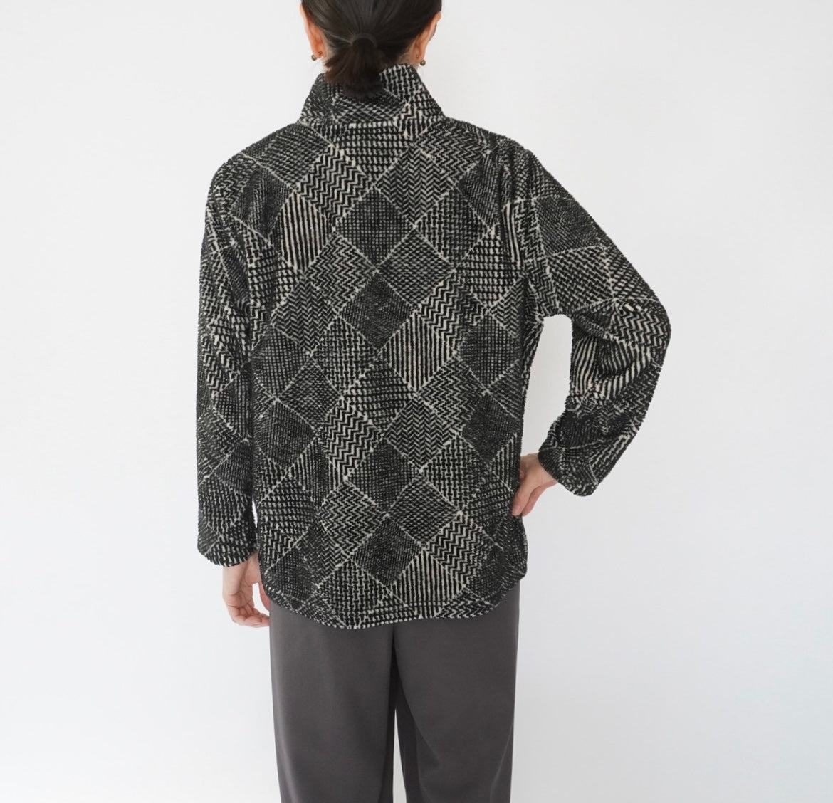 90s Pattern Fleece Top Made in Canada